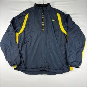 Nike Livestrong‎ Windbreaker Mens XXL Navy Yellow 1/4 Zip Jacket 371637-475